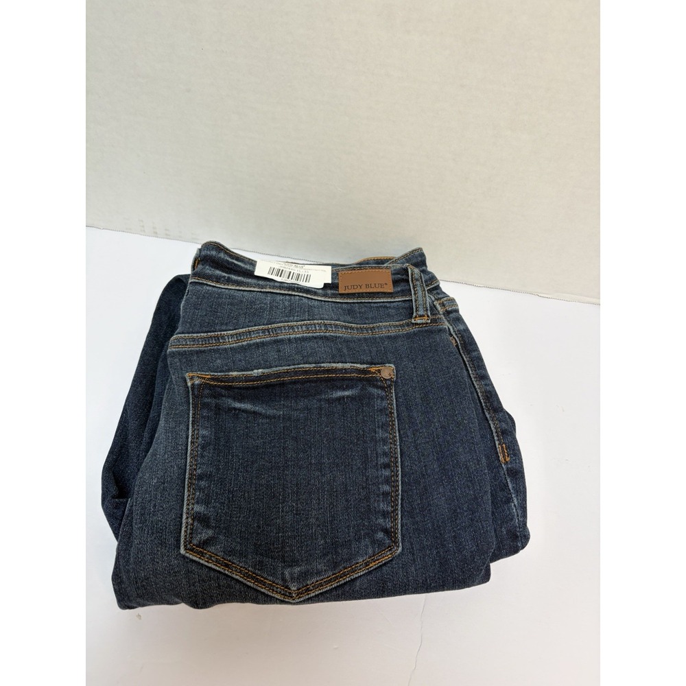 Judy Blue NWT Mid-Rise Shark Bite Hem Relaxed Fit Jeans Size 15/32 Dark #82446